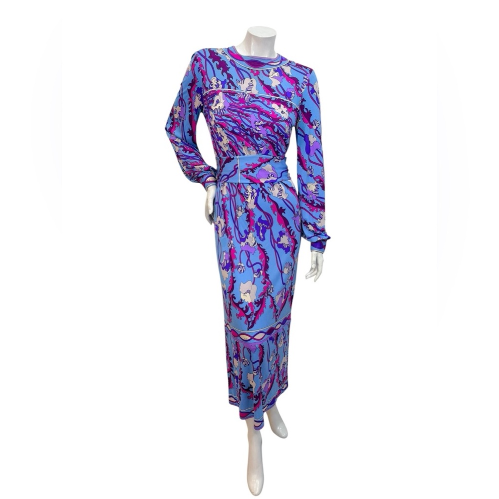 Vintage Emilio Pucci Psychedelic Print Midi Dress Circa 1960s - 1970s